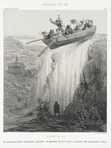 Cascade de Coo. Les personnes avides d'émotions peuvent s'en procurer de très vives..., 1872. Creator: Cham