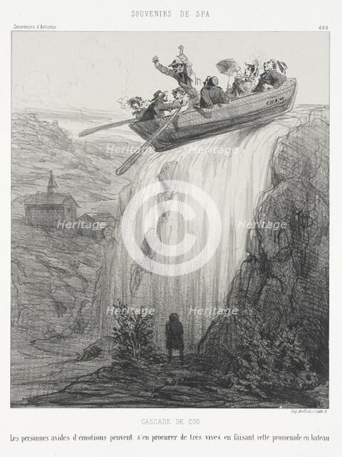 Cascade de Coo. Les personnes avides d'émotions peuvent s'en procurer de très vives..., 1872. Creator: Cham.