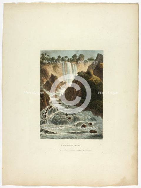 Cascade of Terni, plate fourteen from the Ruins of Rome, March 28, 1798. Creator: Matthew Dubourg.