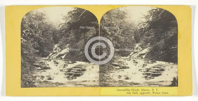 Cascadilla Creek, Ithaca, N.Y. 5th Fall, opposite Water Cure, 1860/65. Creator: J. C. Burritt.