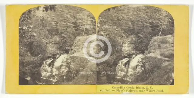 Cascadilla Creek, Ithaca, N.Y. 6th Fall, or Giant's Staircase, near Willow Pond, 1860/65. Creator: J. C. Burritt.