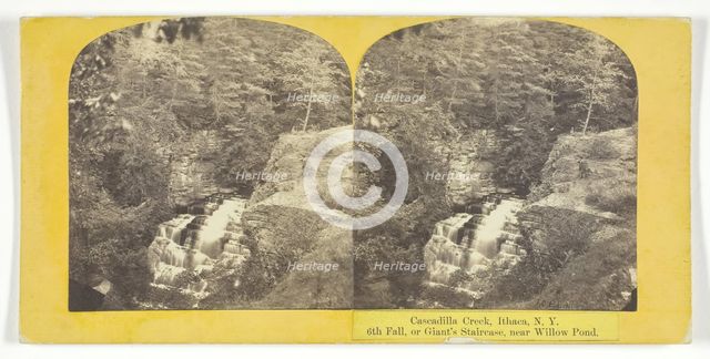 Cascadilla Creek, Ithaca, N.Y. 6th Fall, or Giant's Staircase, near Willow Pond, 1860/65. Creator: J. C. Burritt.