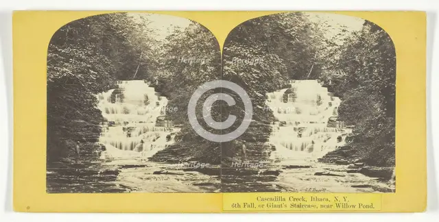Cascadilla Creek, Ithaca, N.Y. 6th Fall, or Giant's Staircase, near Willow Pond, 1860/65. Creator: J. C. Burritt.