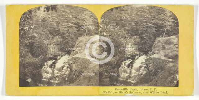Cascadilla Creek, Ithaca, N.Y. 6th Fall, or Giant's Staircase, near Willow Pond, 1860/65. Creator: J. C. Burritt.
