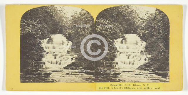 Cascadilla Creek, Ithaca, N.Y. 6th Fall, or Giant's Staircase, near Willow Pond, 1860/65. Creator: J. C. Burritt.