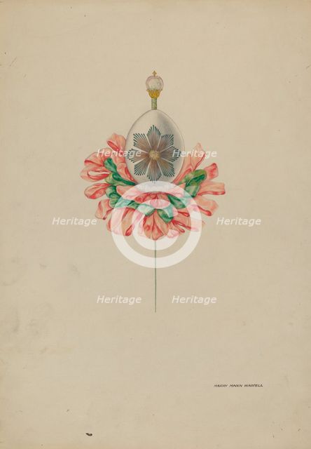 Cascarone (eggshell) Stick Pin, c. 1940. Creator: Harry Mann Waddell.