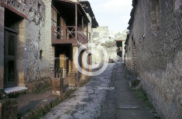 Casa a Graticcio, Herculaneum, Italy: facade of the Roman house. Artist: Unknown