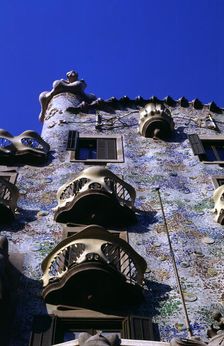 Casa Batllo, designed by Antoni Gaudí. Detail of the balconies on the façade