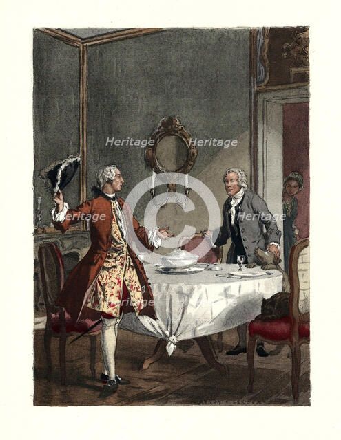 Casanova and Jean-Jacques Rousseau. Illustration for "Histoire de ma vie" by Giacomo Casanova, 1932. Creator: Auguste Leroux.