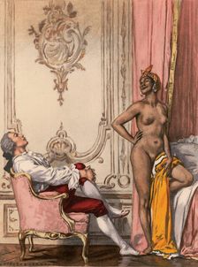 Casanova with a young North African woman. Illustration for "Histoire de ma vie" by Giacomo Casanova Creator: Auguste Leroux