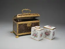 Casket Containing a Sugar Box and two Tea Caddies, Birmingham, c. 1760. Creator: Unknown