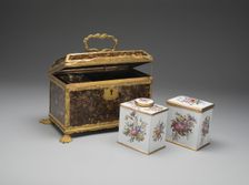 Casket Containing a Sugar Box and two Tea Caddies, Birmingham, c. 1760. Creator: Unknown