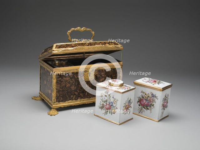 Casket Containing a Sugar Box and two Tea Caddies, Birmingham, c. 1760. Creator: Unknown.