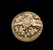 Casket lid with huntsmen and animals, 998-999