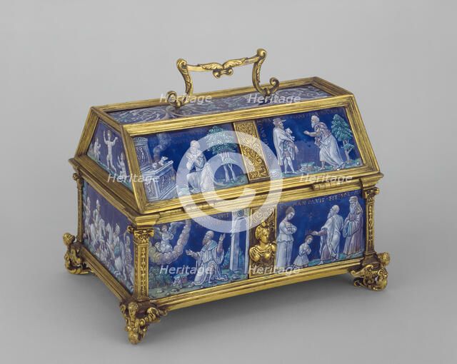 Casket with Scenes of David and Solomon, Limoges, c. 1550. Creator: workshop of Pierre Reymond.