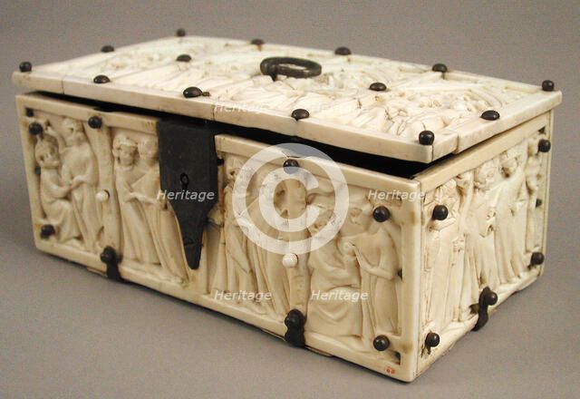 Casket with Romance Scenes, French, 14th century. Creator: Unknown.