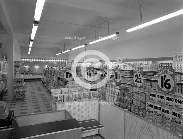 Cash and carry interior, Goldthorpe, South Yorkshire, 1960.  Creator: Michael Walters.