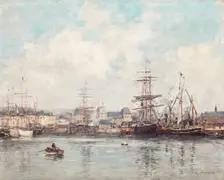 Casimir Delavigne Basin at Le Havre, 1874. Creator: Eugene Louis Boudin