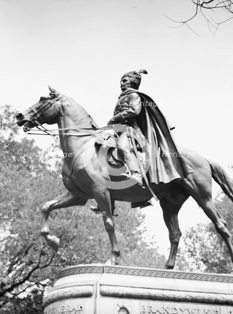 Casimir Pulaski - Equestrian statues in Washington, D.C., between 1911 and 1942. Creator: Arnold Genthe.