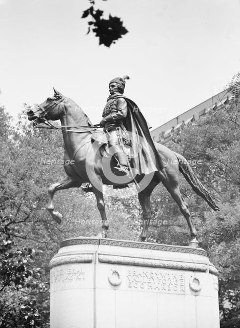 Casimir Pulaski - Equestrian statues in Washington, D.C., between 1911 and 1942. Creator: Arnold Genthe.