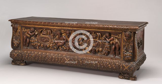 Cassone with Garlands and Cupids, c. 1540/1560. Creator: Unknown.