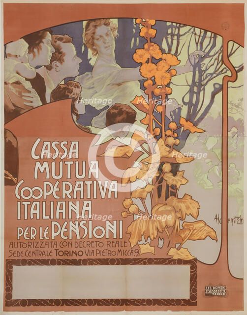 Cassa nazionale mutua cooperativa per le pensioni, 1898. Creator: Hohenstein, Adolfo (1854-1928).