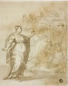 Cassandra Before the Burning City of Troy, n.d. Creator: Unknown