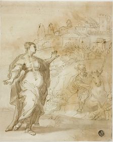Cassandra Before the Burning City of Troy, n.d. Creator: Unknown