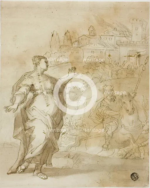 Cassandra Before the Burning City of Troy, n.d. Creator: Unknown.