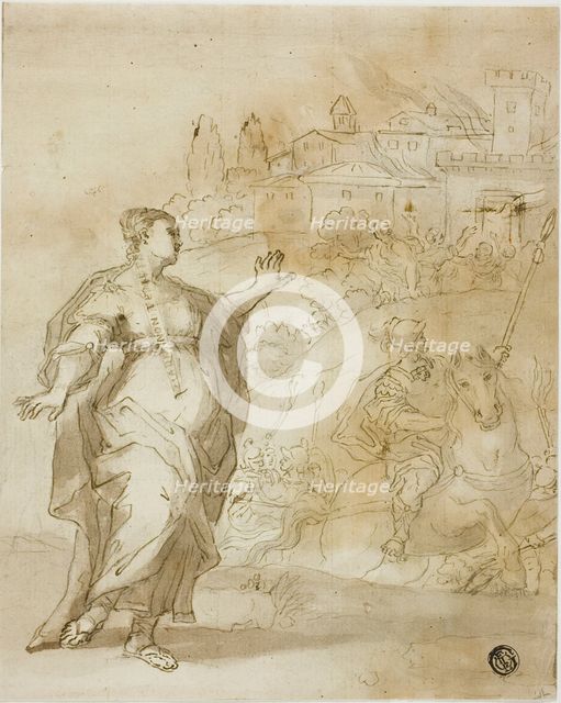 Cassandra Before the Burning City of Troy, n.d. Creator: Unknown.