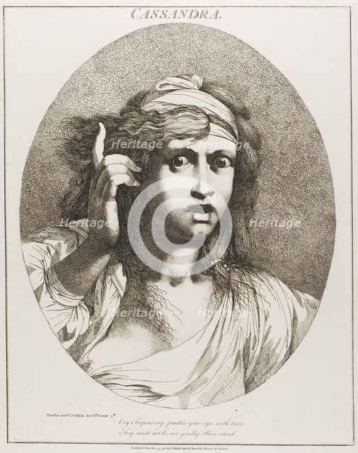 Cassandra, from Twelve Characters from Shakespeare, originally published March 15, 1776, pub. 1809. Creator: John Hamilton Mortimer.