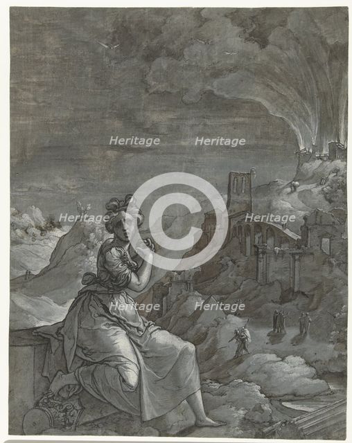 Cassandra predicts the downfall of Troy, 1550-1555. Artist: Groningen, Jan Swart van (1500-after 1562)