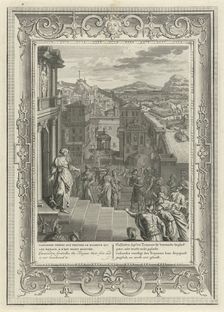 Cassandra predicts the downfall of Troy, 1731. Artist: Picart, Bernard (1673–1733)