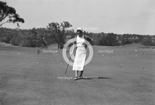 Cassidy, Ellen, Mrs., on golfcourse, 1932 July. Creator: Arnold Genthe.