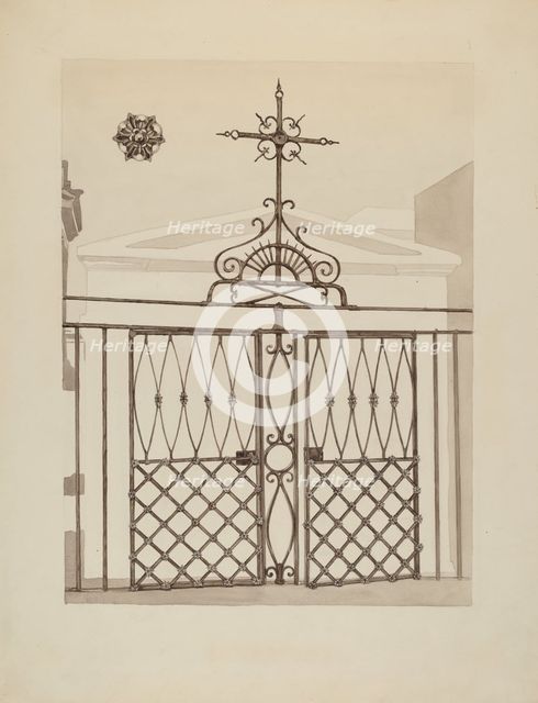 Cast and Wrought Iron Fence, c. 1936. Creator: Arelia Arbo.