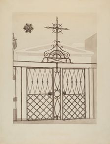 Cast and Wrought Iron Fence, c. 1936. Creator: Arelia Arbo