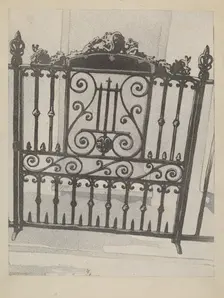 Cast and Wrought Iron Gate, c. 1936. Creator: Arelia Arbo