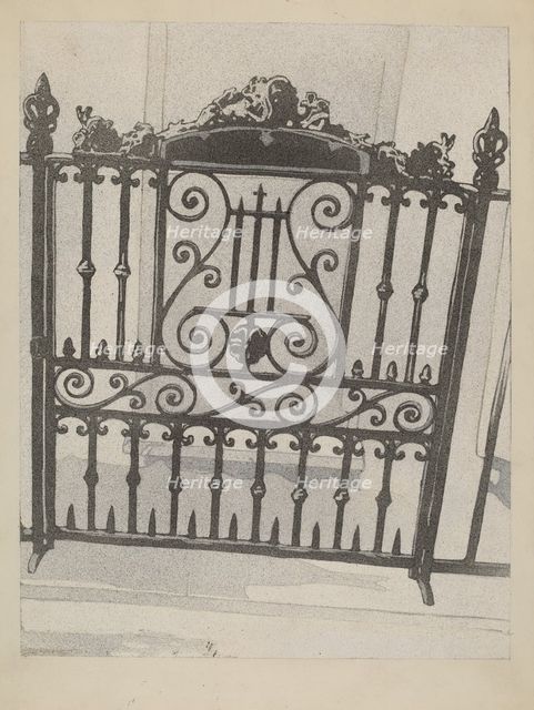Cast and Wrought Iron Gate, c. 1936. Creator: Arelia Arbo.