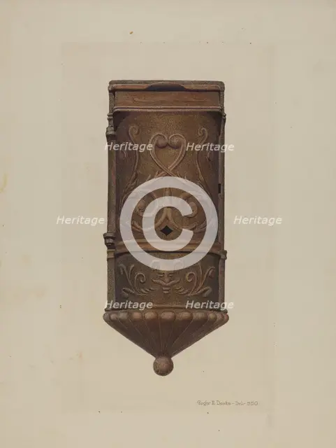 Cast Iron Mail Box, c. 1942. Creator: Roger Deats.