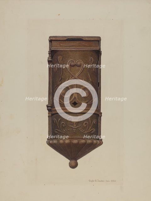 Cast Iron Mail Box, c. 1942. Creator: Roger Deats.