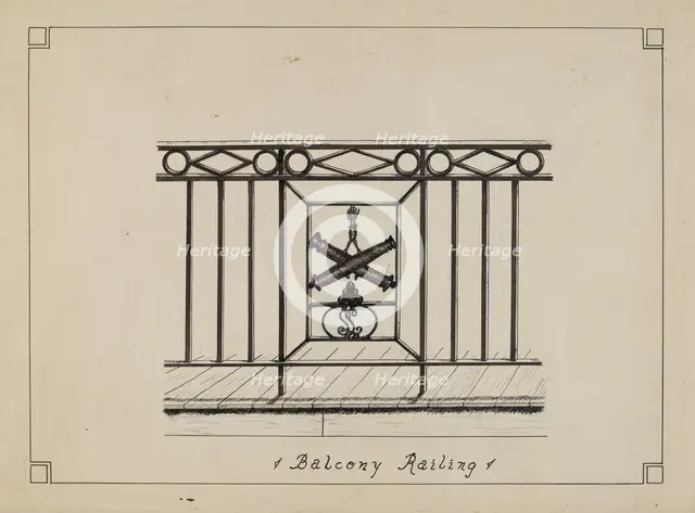 Cast Iron Balcony Rail, 1935/1942. Creator: Ray Price.