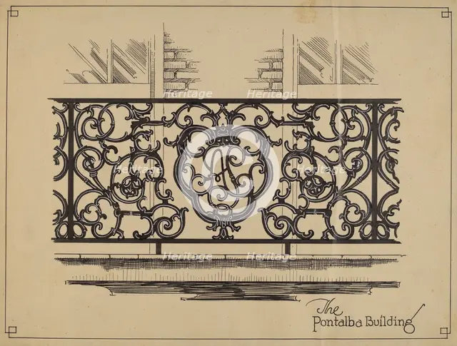 Cast Iron Balcony Rail, c. 1936. Creator: Thomas Byrne.