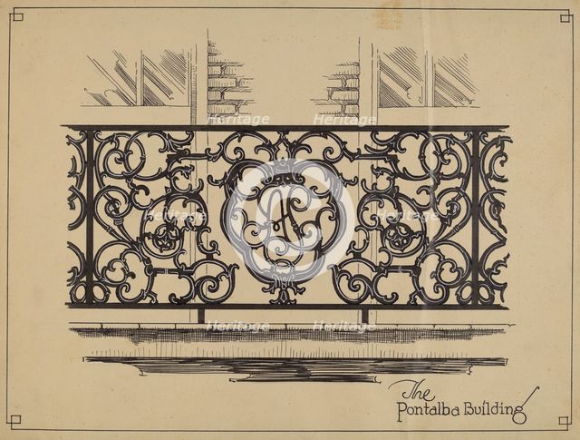 Cast Iron Balcony Rail, c. 1936. Creator: Thomas Byrne.