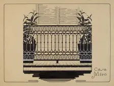 Cast Iron Balcony Rail, c. 1936. Creator: Thomas Byrne