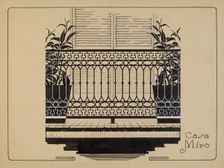 Cast Iron Balcony Rail, c. 1936. Creator: Thomas Byrne
