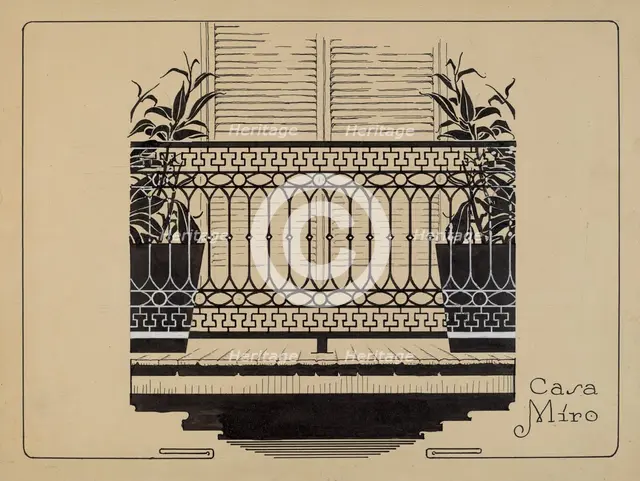 Cast Iron Balcony Rail, c. 1936. Creator: Thomas Byrne.