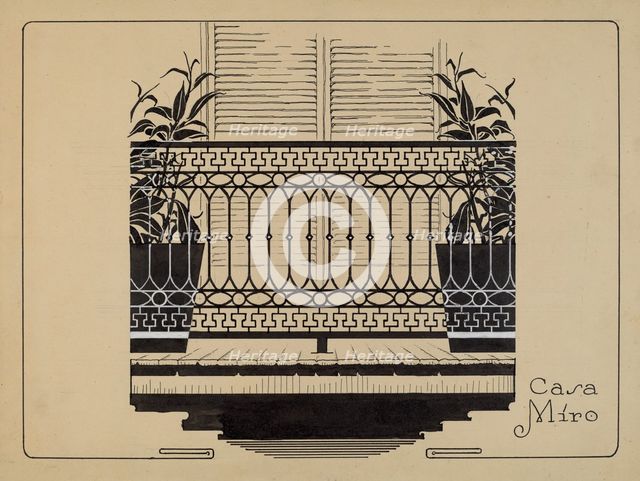 Cast Iron Balcony Rail, c. 1936. Creator: Thomas Byrne.