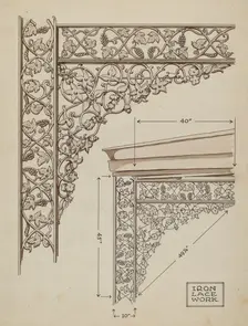 Cast Iron Balcony Rail, c. 1936. Creator: Thomas Byrne