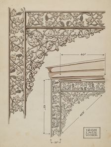 Cast Iron Balcony Rail, c. 1936. Creator: Thomas Byrne