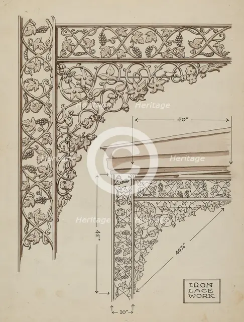 Cast Iron Balcony Rail, c. 1936. Creator: Thomas Byrne.
